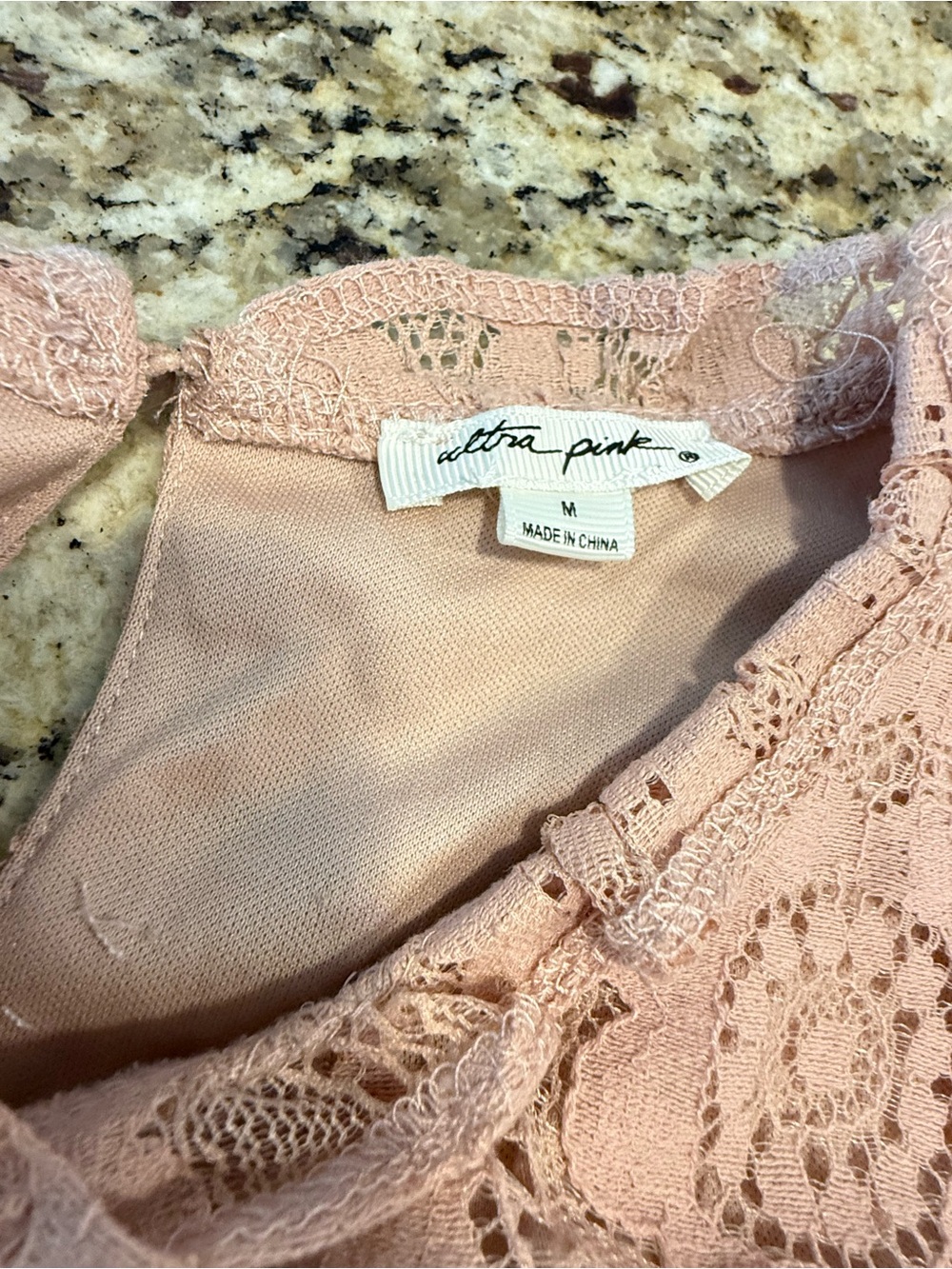 Ultra Pink blush pink lace ruffle cottage prairie western long sleeve top M - Picture 6 of 13